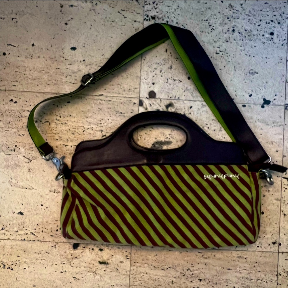 SKFK Sustainable Brown & Green Striped Purse LIKE NEW!